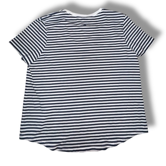 LULULEMON Love V-Neck - 14 Narrow Bold Stripe Club Blue/White - Picture 11 of 12